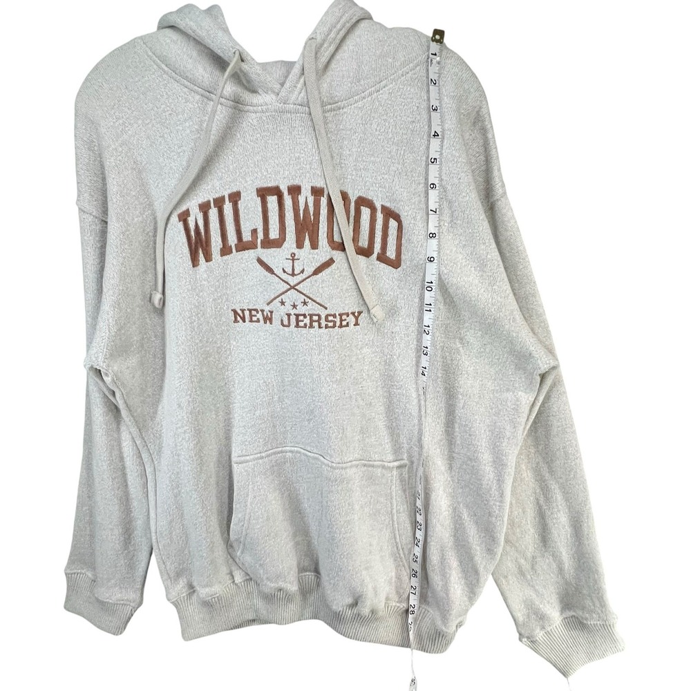 Basix America‎ Wildwood New Jersey Hoodie Sweatshirt XL Beige Beach Coastal NEW - Picture 6 of 13